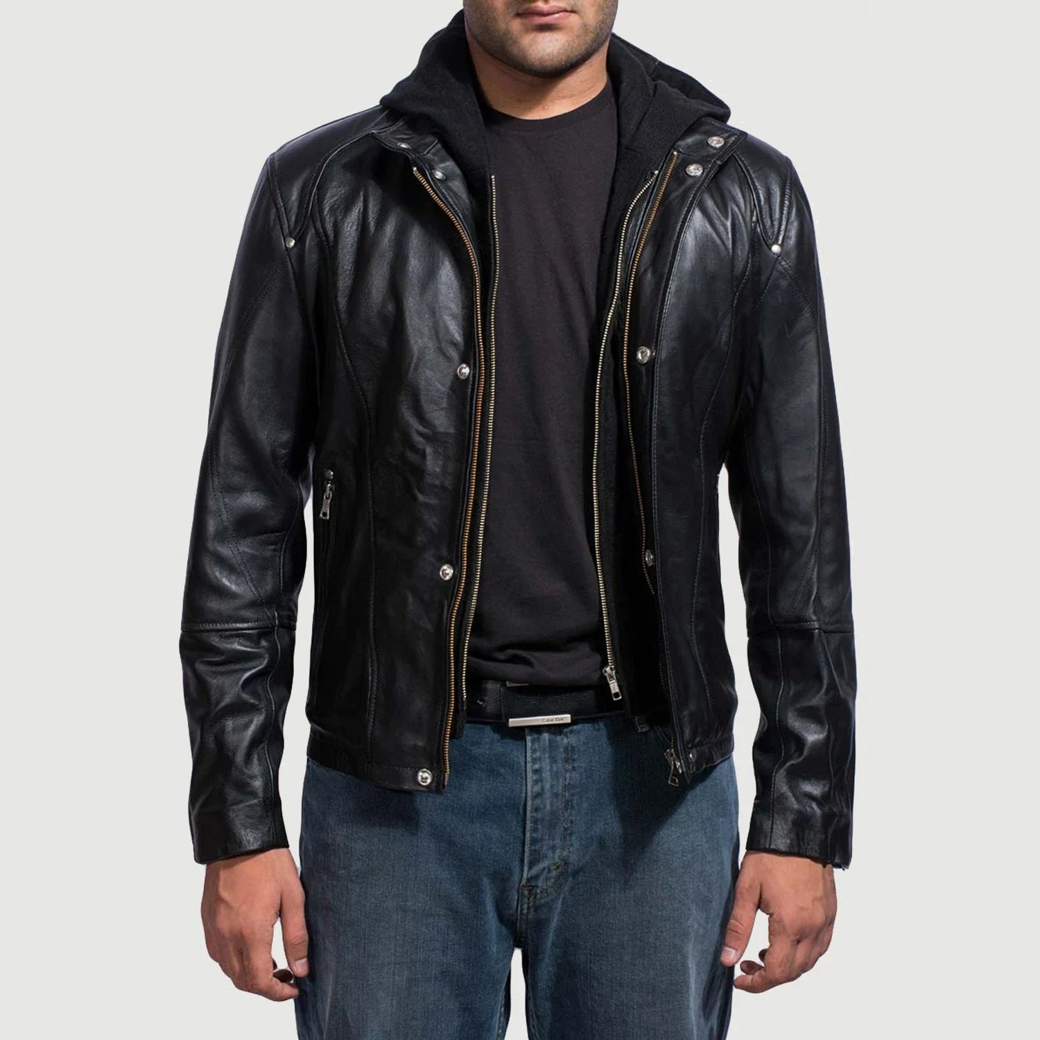 Hooded biker jacket best sale