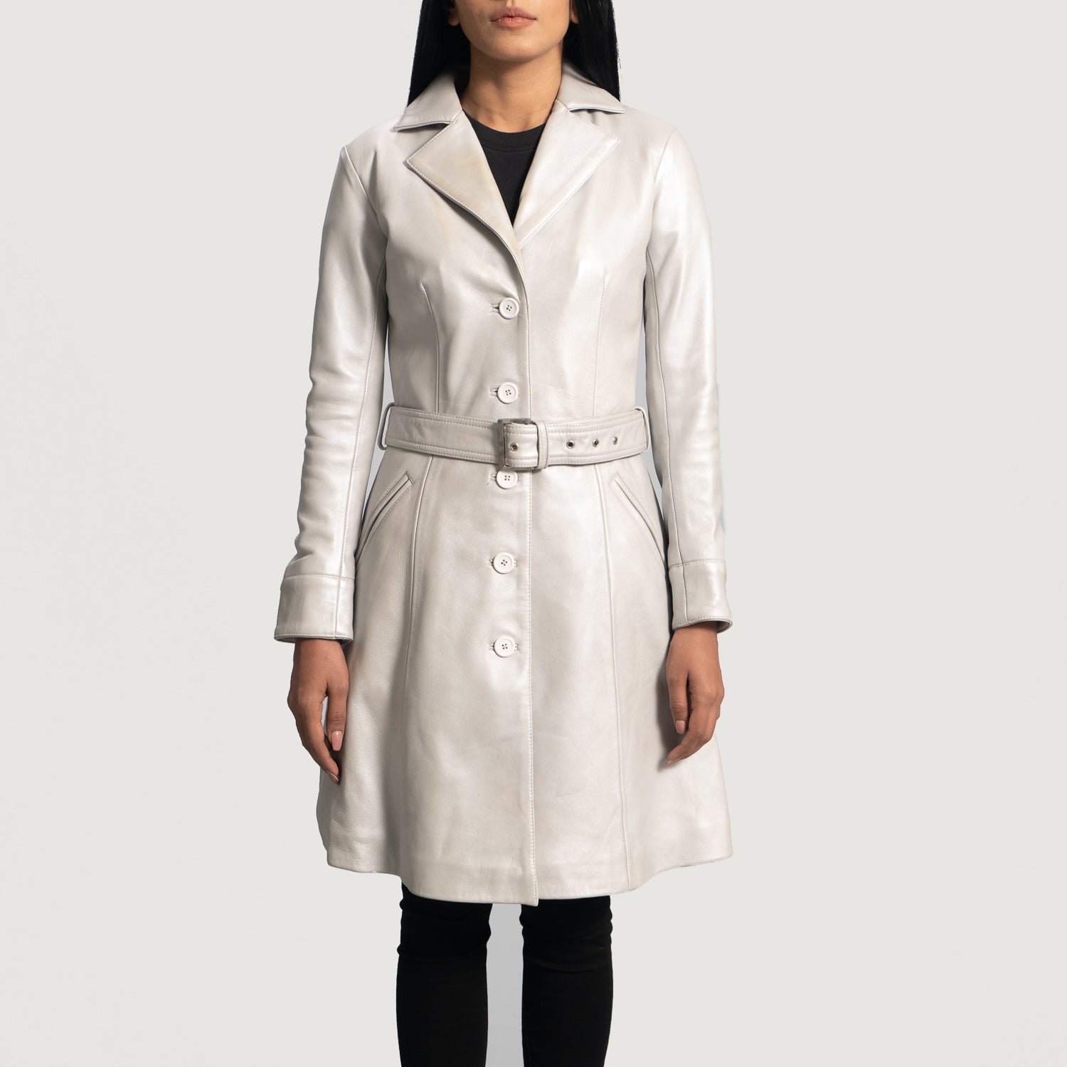 leather trench coat ladies